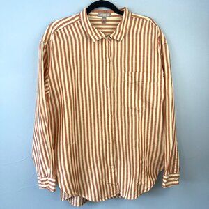 J. Crew Relaxed Linen Cotton Striped Boyfriend-style Button Front Shirt Size L